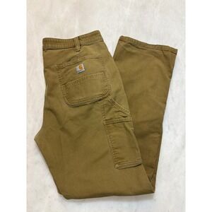 Carhartt Brown Canvas Loose Fit Carpenter Utility Pants Womens 14 Tall BN2080-W